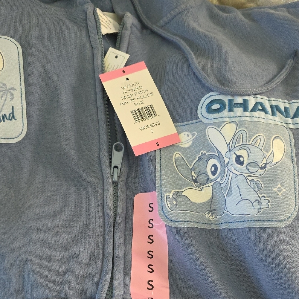 NWT Disney Blue Stitch Patch Zip Hoodie - Picture 9 of 10
